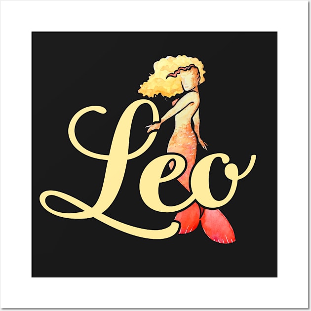 Leo Mermaid Wall Art by bubbsnugg